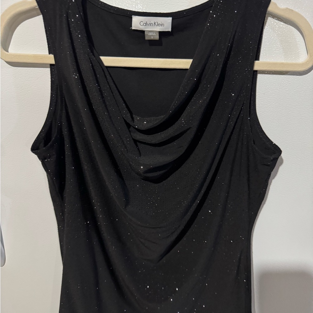 Calvin Klein Black Sparkle Sleeveless Blouse